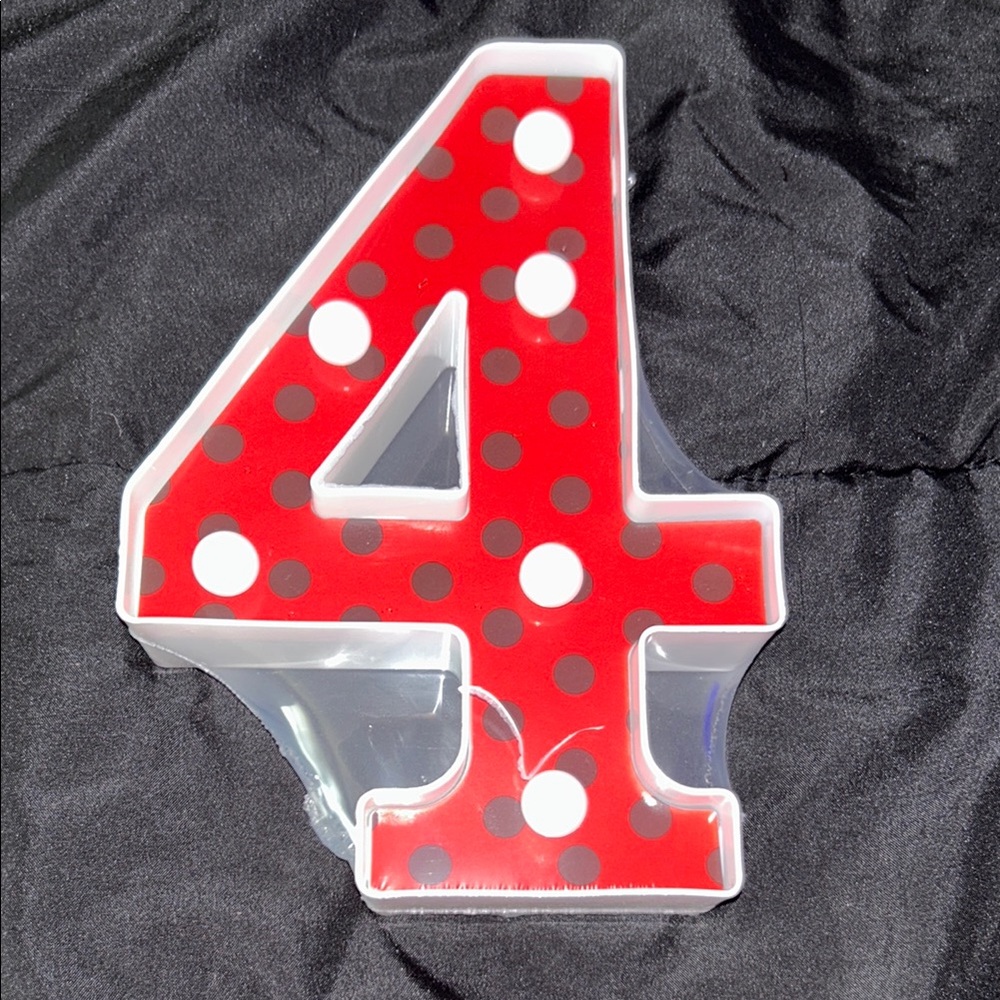 Red Polka Dot Number 4 Party Decoration